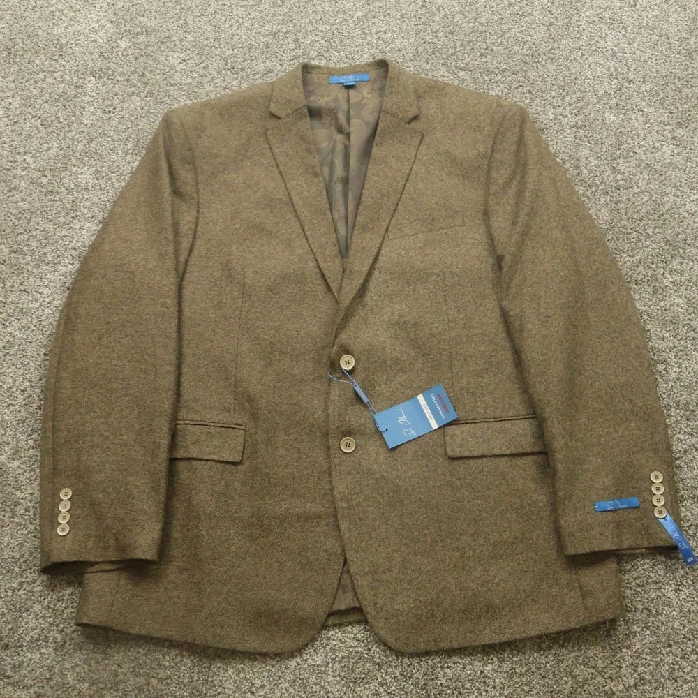 Sean Alexander Blazer Mens 48R Brown Herringbone Wool Blend Sport Coat Jacket